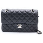 Chanel Quilted 23 Double Flap Chain Shoulder Bag Lambskin Silver Stand