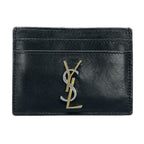 Saint Laurent Paris Card Case Black Gold Silver Leather