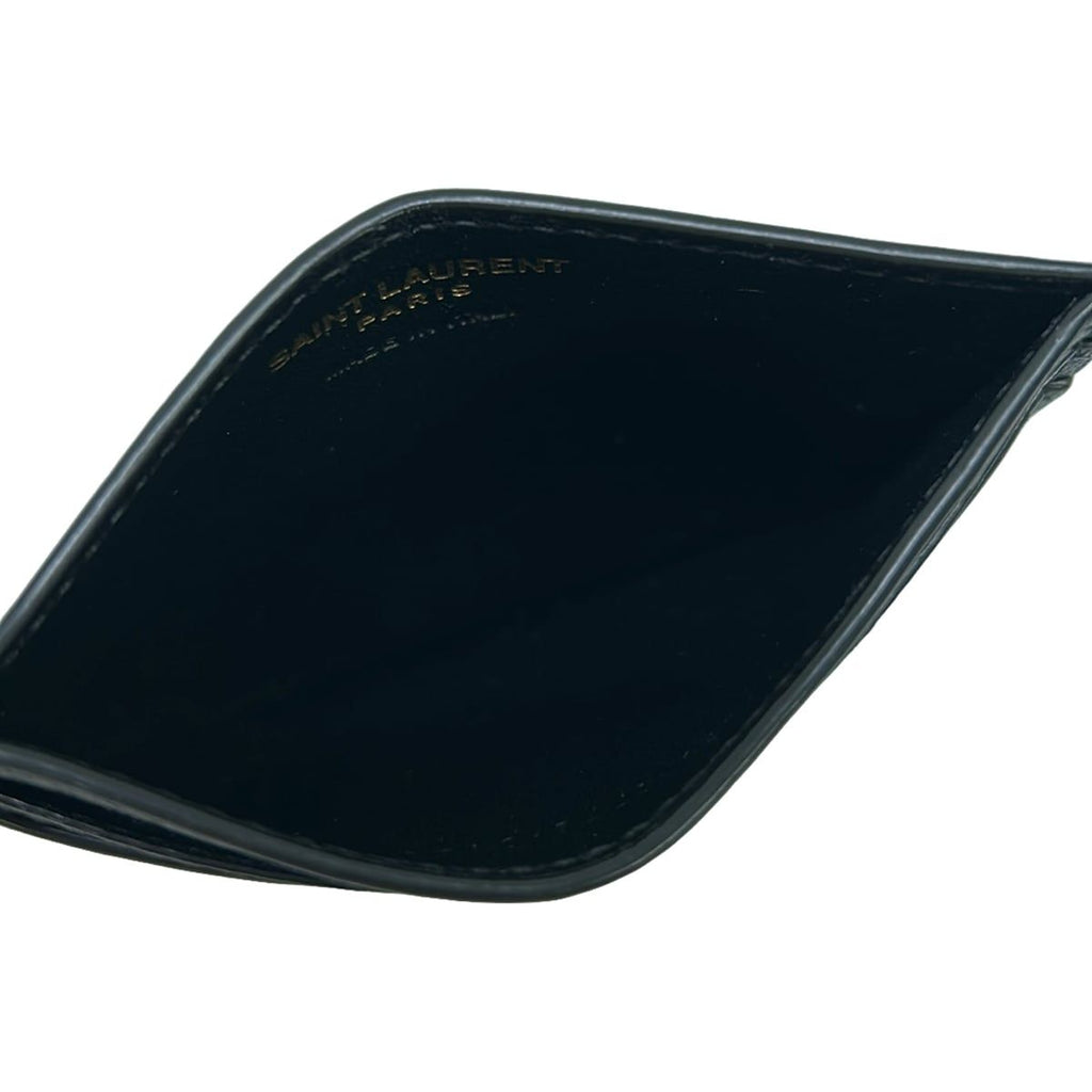 Saint Laurent Paris Card Case Black Gold Silver Leather — view 3