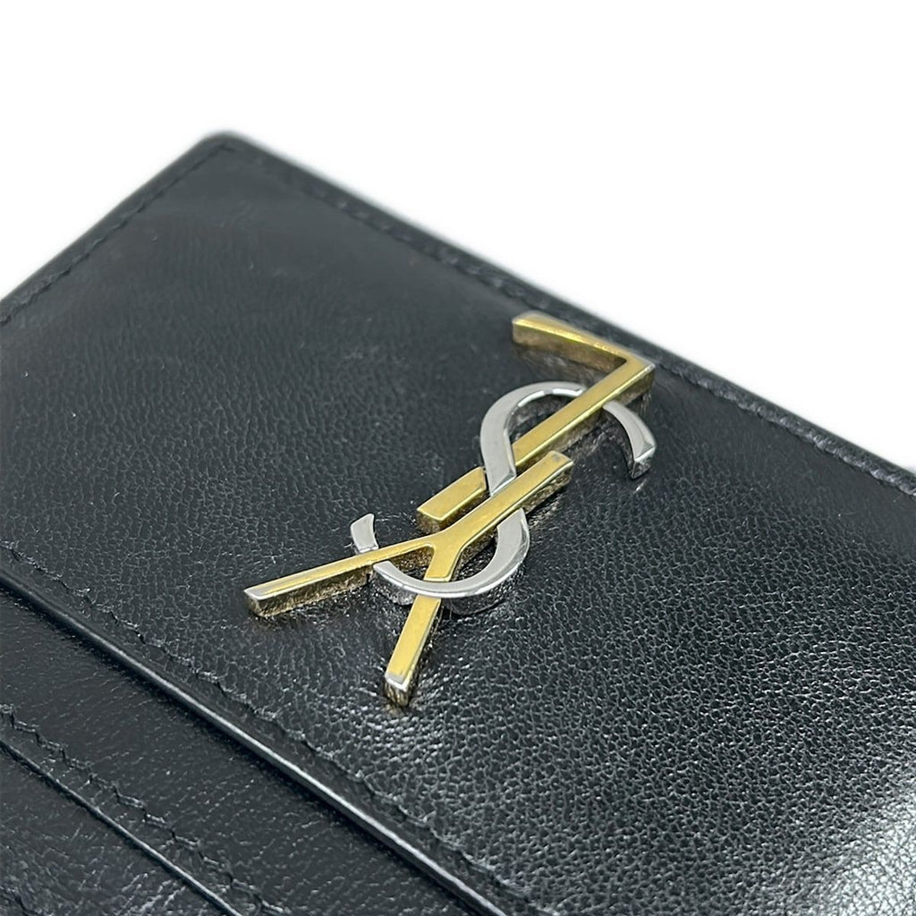 Saint Laurent Paris Card Case Black Gold Silver Leather — view 6