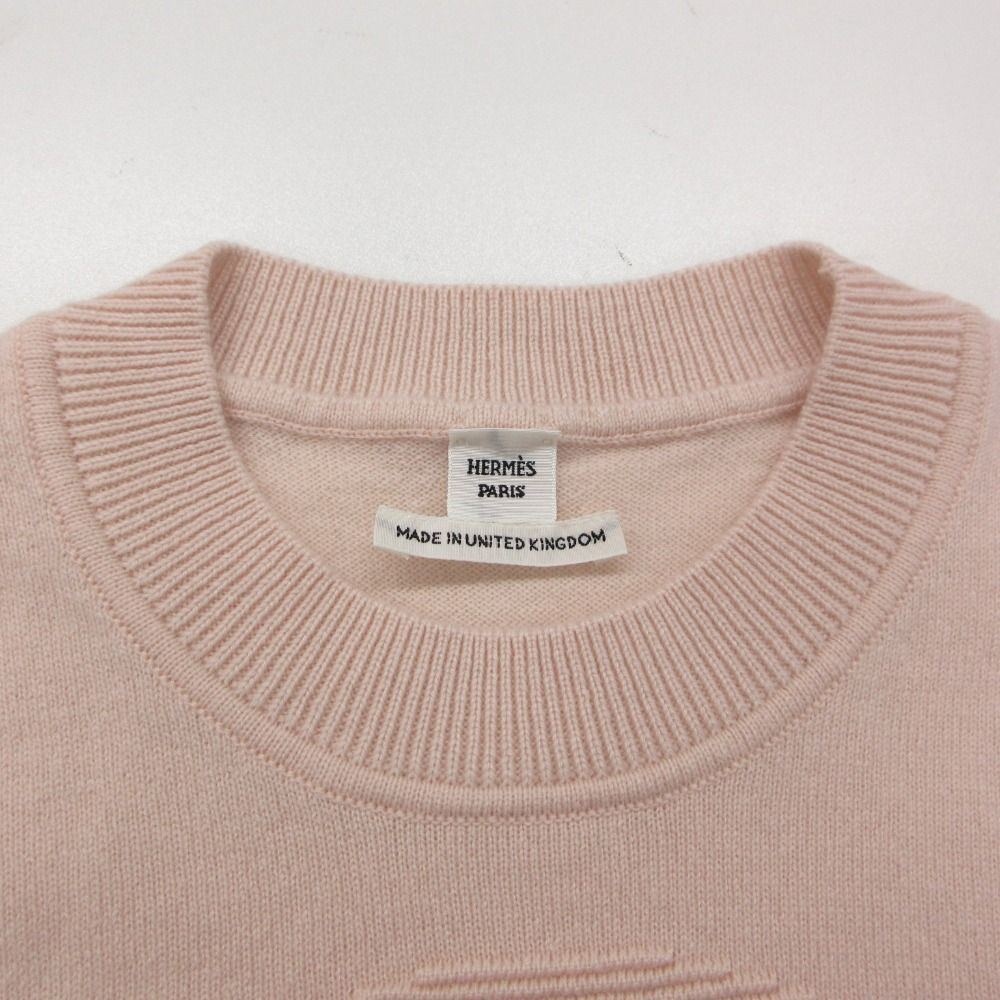Hermes Knit Lift Cashmere Sweater Long Sleeve Crew Neck Pullover Top Pink — view 6