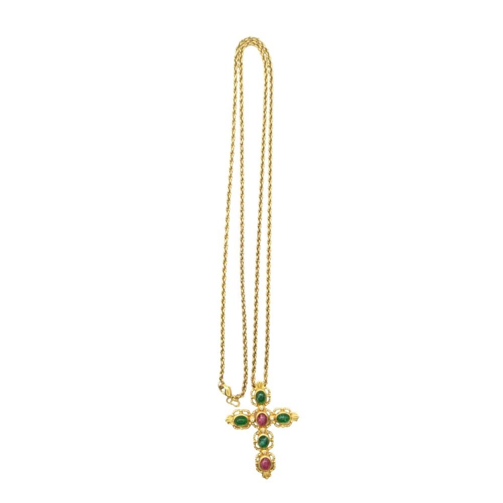 Dior Dio Necklace Color Strike Cross Pendant Longchain Gold — view 8