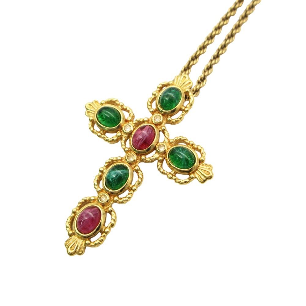 Dior Dio Necklace Color Strike Cross Pendant Longchain Gold