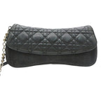 Dior Shoulder Bag Cannage Chain Perforated Leather Denim Black