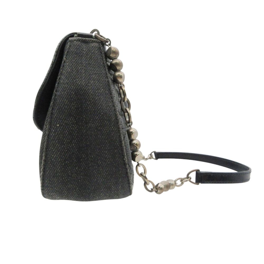 Dior Shoulder Bag Cannage Chain Perforated Leather Denim Black — view 4