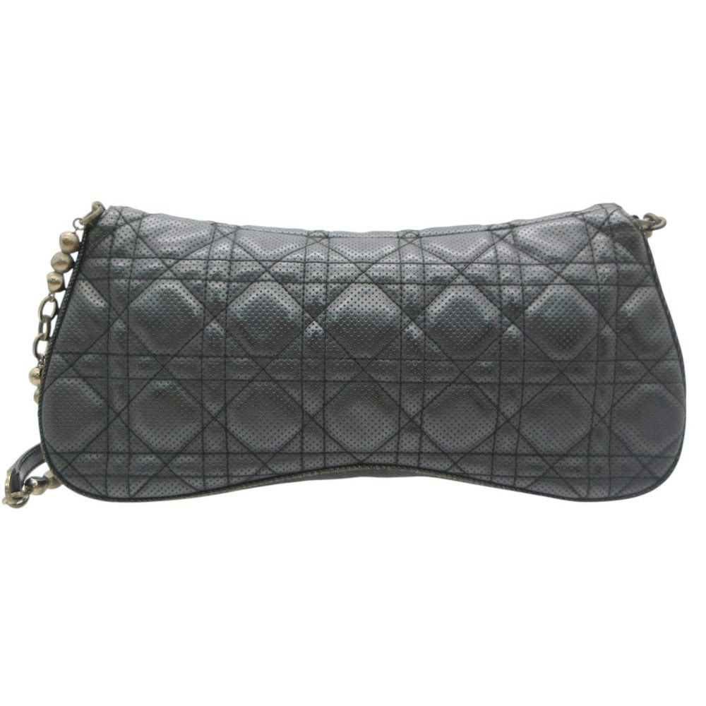 Dior Shoulder Bag Cannage Chain Perforated Leather Denim Black — view 5