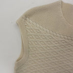 Chanel Dress Cashmere Knit Sleeveless Tweed Contrast Line CC Logo Button Ivory — view 5