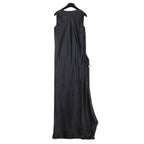 Chanel Dress Long Silk Layer CC Logo Button Black — view 2