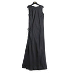Chanel Dress Long Silk Layer CC Logo Button Black