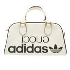 Gucci Adidas Mini Boston Bag Mini Duffle 2-Way Sherry Line Leather Purse White