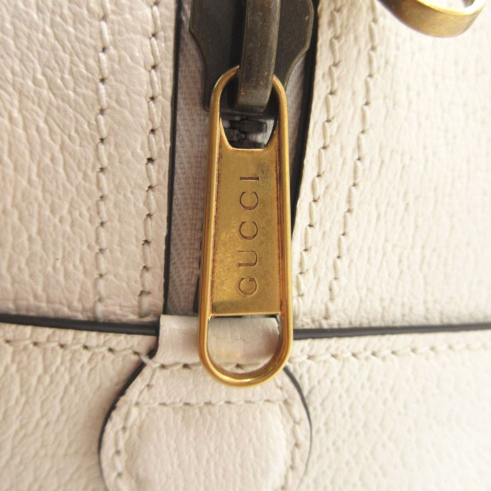 Gucci Adidas Mini Boston Bag Mini Duffle 2-Way Sherry Line Leather Purse White — view 7