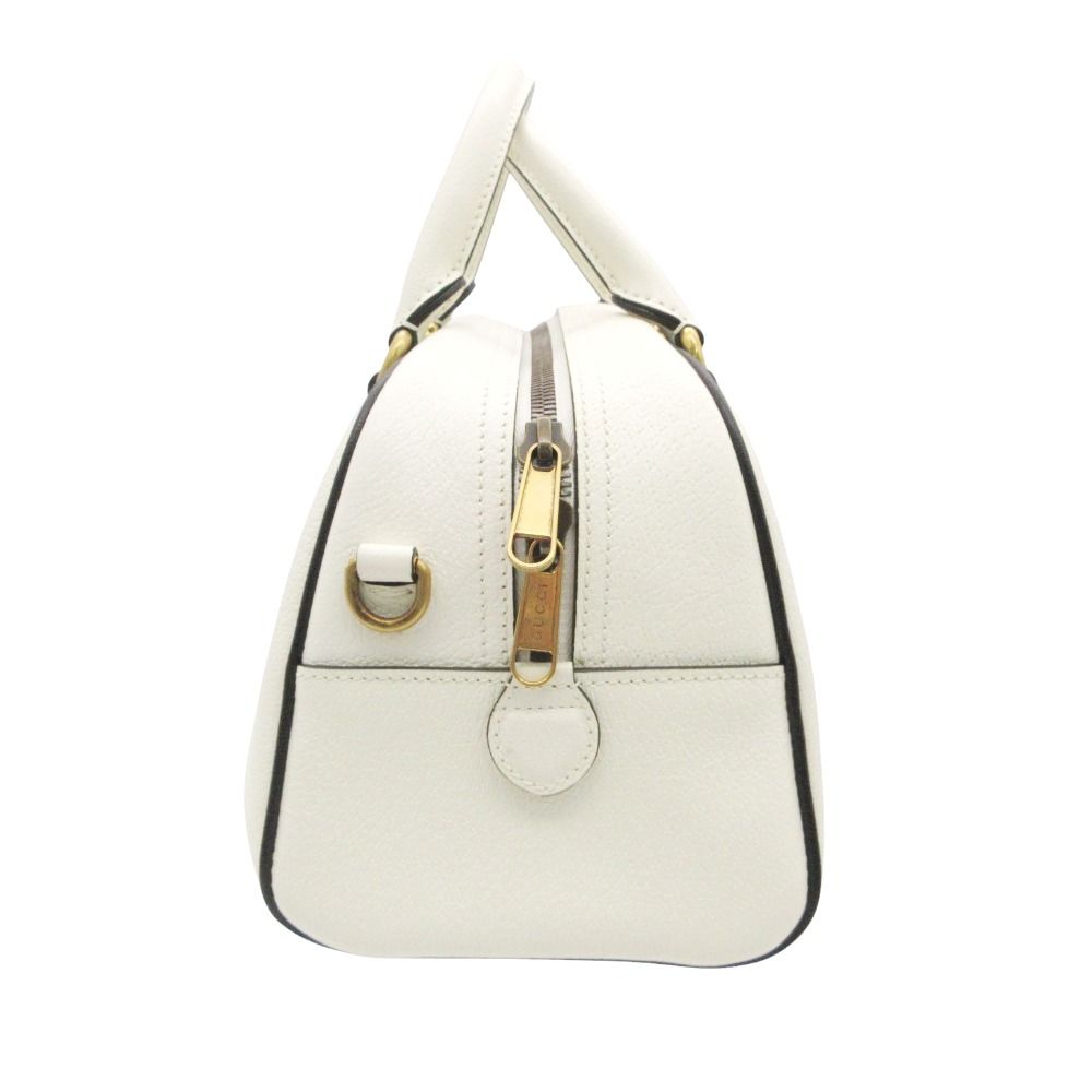 Gucci Adidas Mini Boston Bag Mini Duffle 2-Way Sherry Line Leather Purse White — view 5