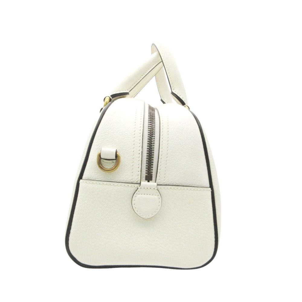 Gucci Adidas Mini Boston Bag Mini Duffle 2-Way Sherry Line Leather Purse White — view 4