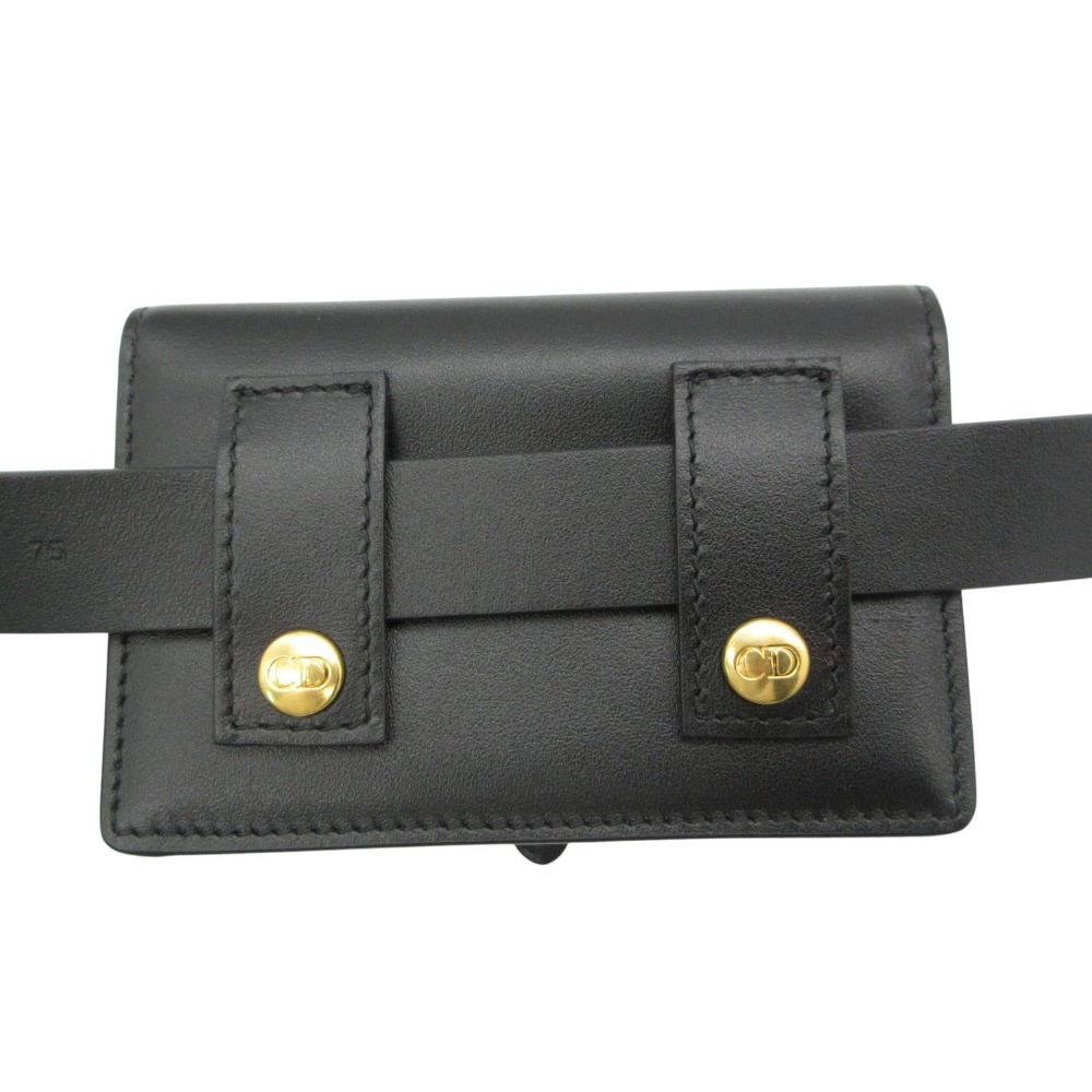 Dior Dio Waist Bag Leather Pouch Belt Logo Black — view 5