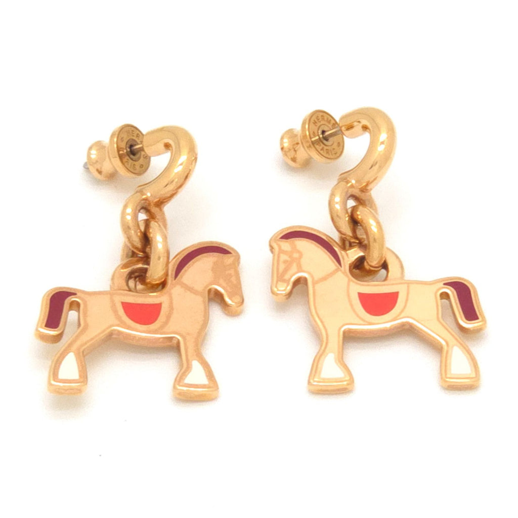 Hermes Cheval Earrings Both Ears Gold Pre Raqqa Metal 3.35 Booklet — view 2