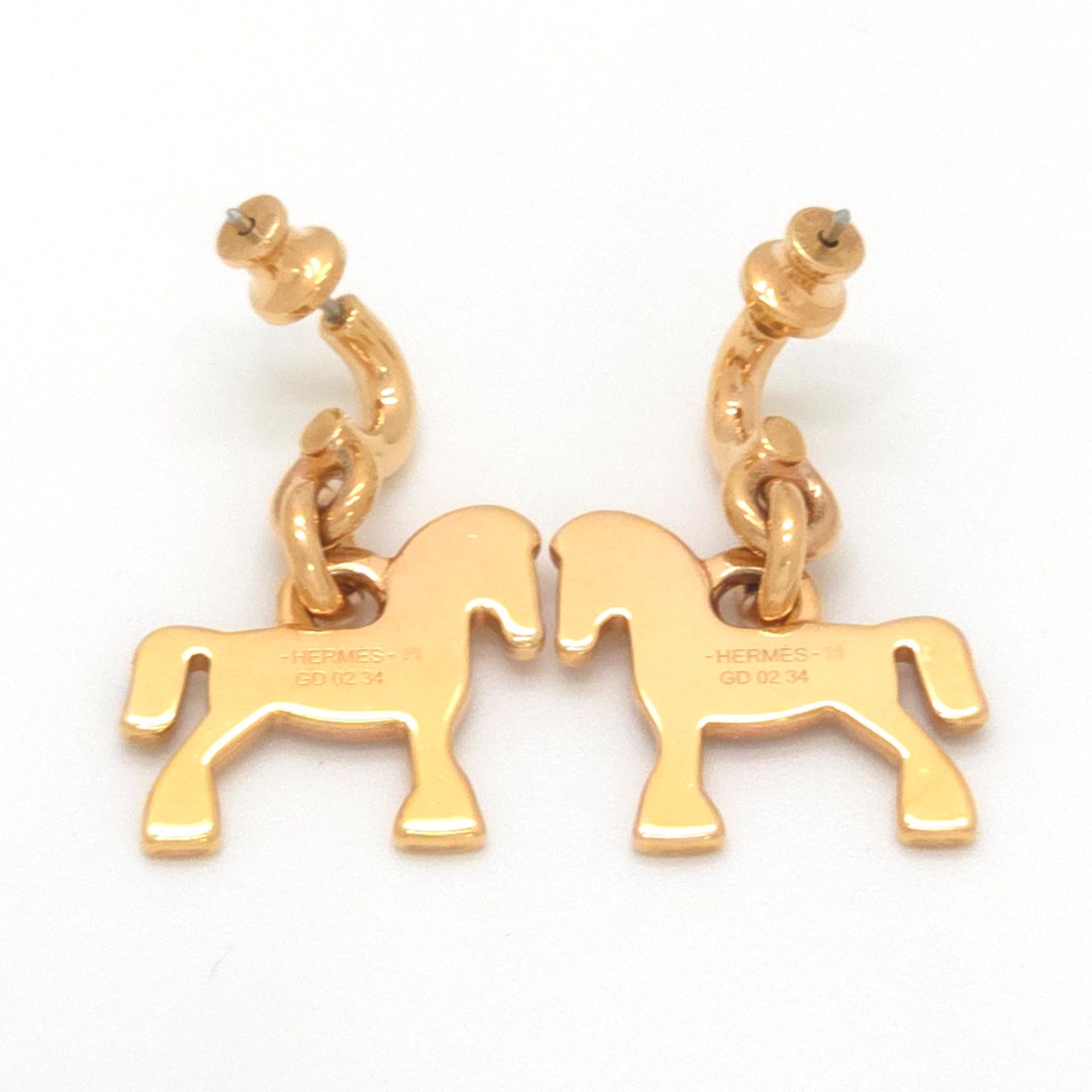 Hermes Cheval Earrings Both Ears Gold Pre Raqqa Metal 3.35 Booklet — view 3