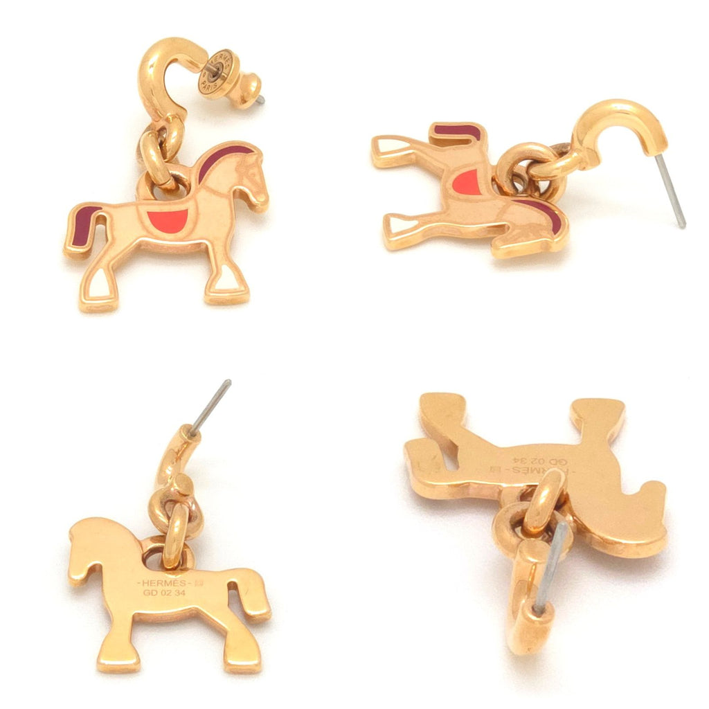 Hermes Cheval Earrings Both Ears Gold Pre Raqqa Metal 3.35 Booklet — view 4