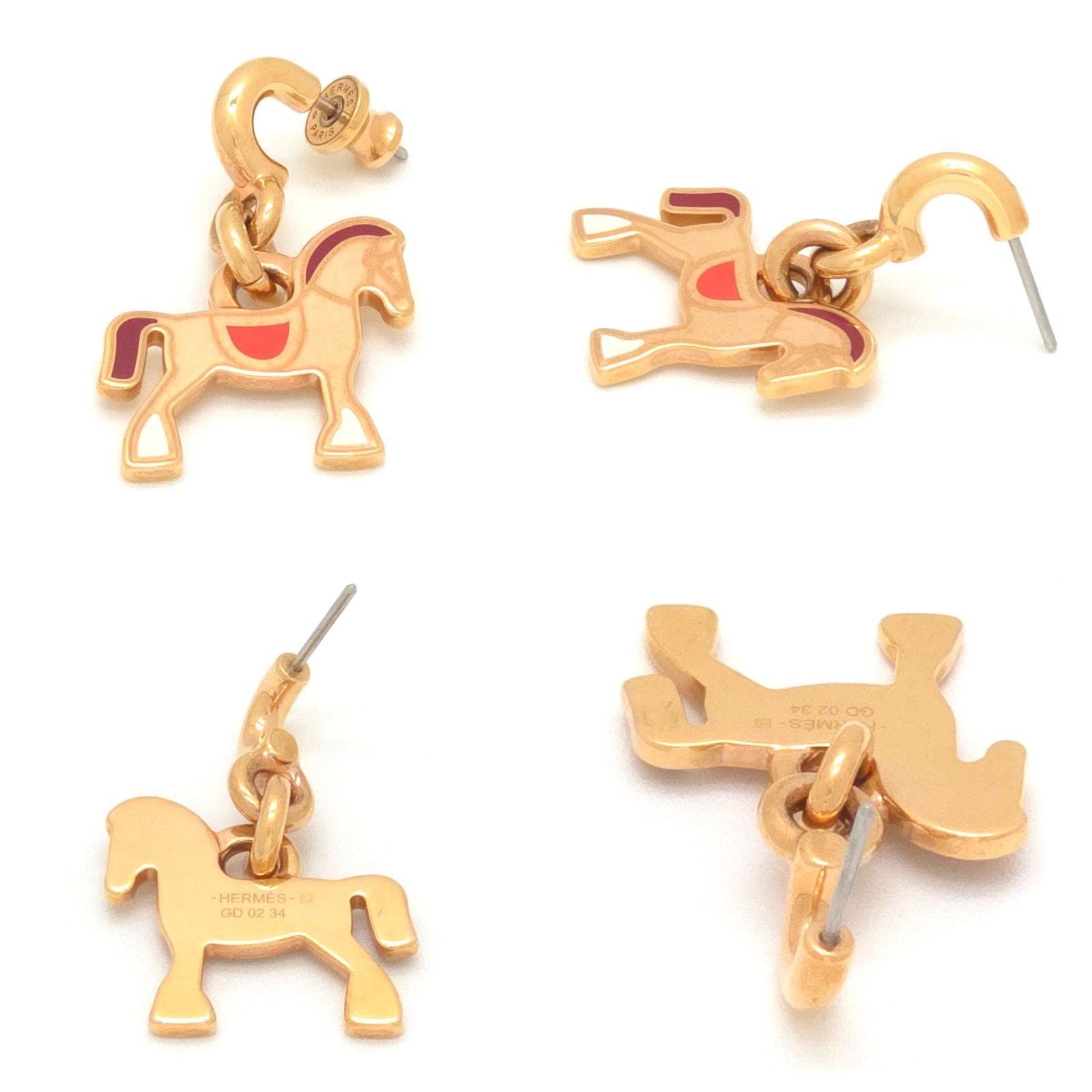 Hermes Cheval Earrings Both Ears Gold Pre Raqqa Metal 3.35 Booklet — view 4