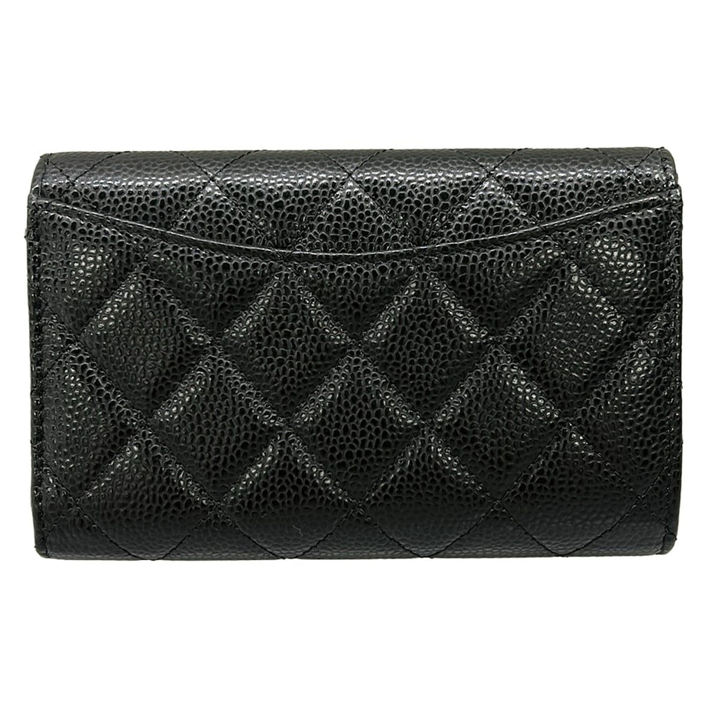 Chanel Trifold Wallet Classic Flap Quilted Black Gold — view 2