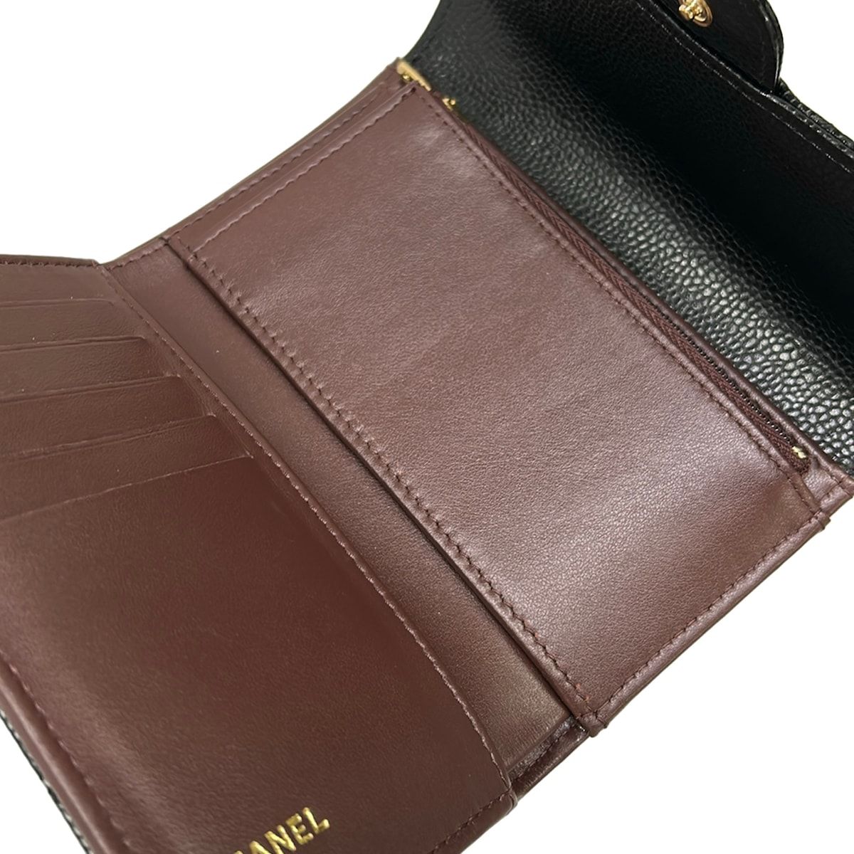 Chanel Trifold Wallet Classic Flap Quilted Black Gold — view 3