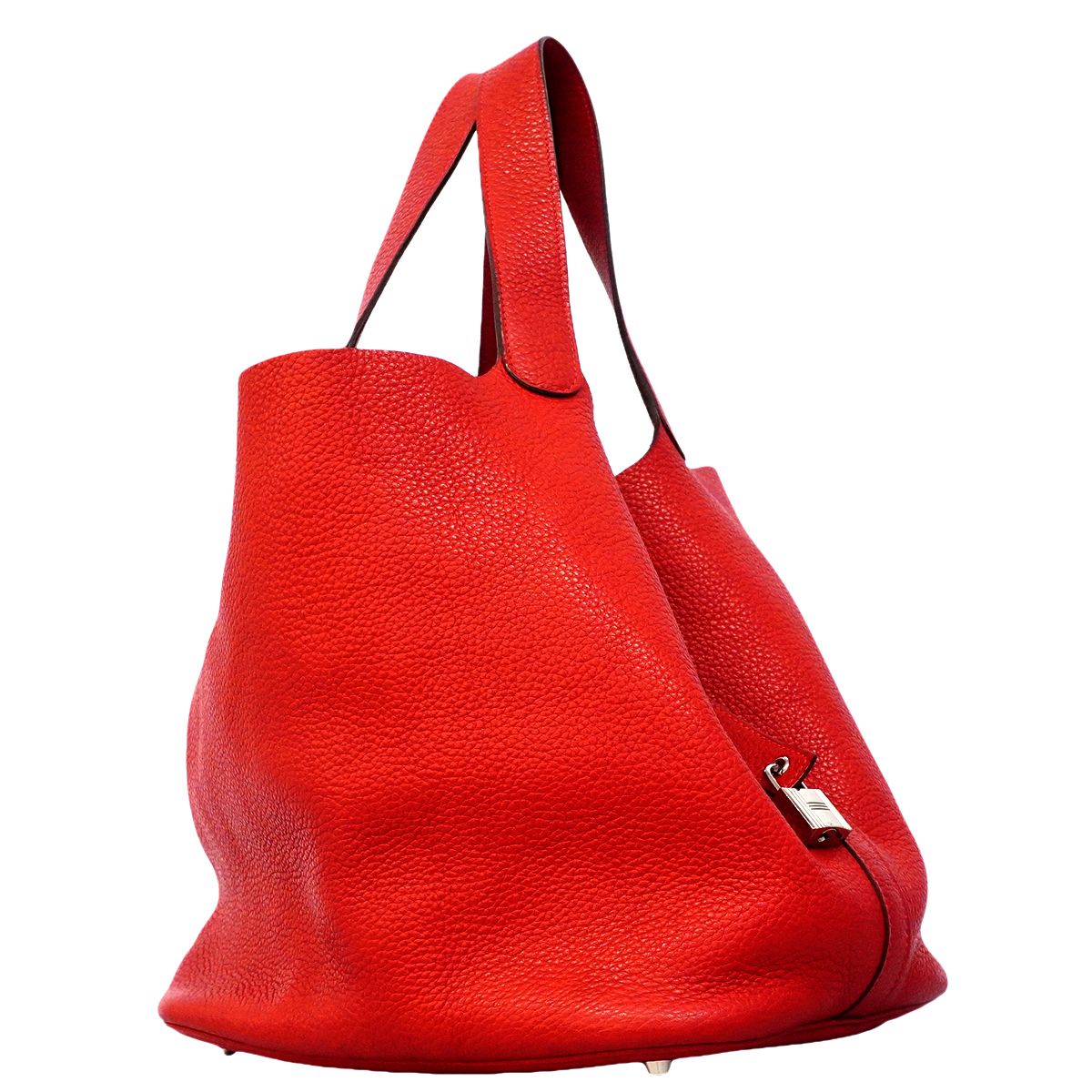 Hermes Handbag Picotin Lock GM Taurillon Clemence Rouge Casac Silver — view 2