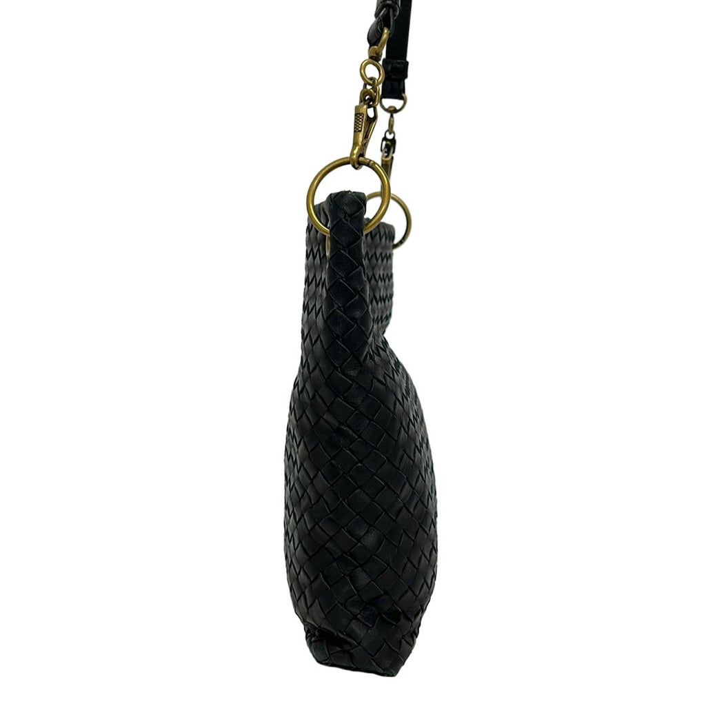 Bottega Veneta Shoulder Bag Intrecciato Black Crossbody Removable Strap Leather — view 2