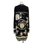 Hermes Dress 42 L Black Ivory Beige Crew Neck Long Sleeve Cashmere Silk — view 2