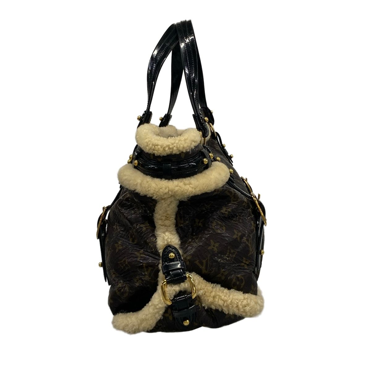 Louis Vuitton Tote Monogram Shearling Thunder Brown Leather — view 4