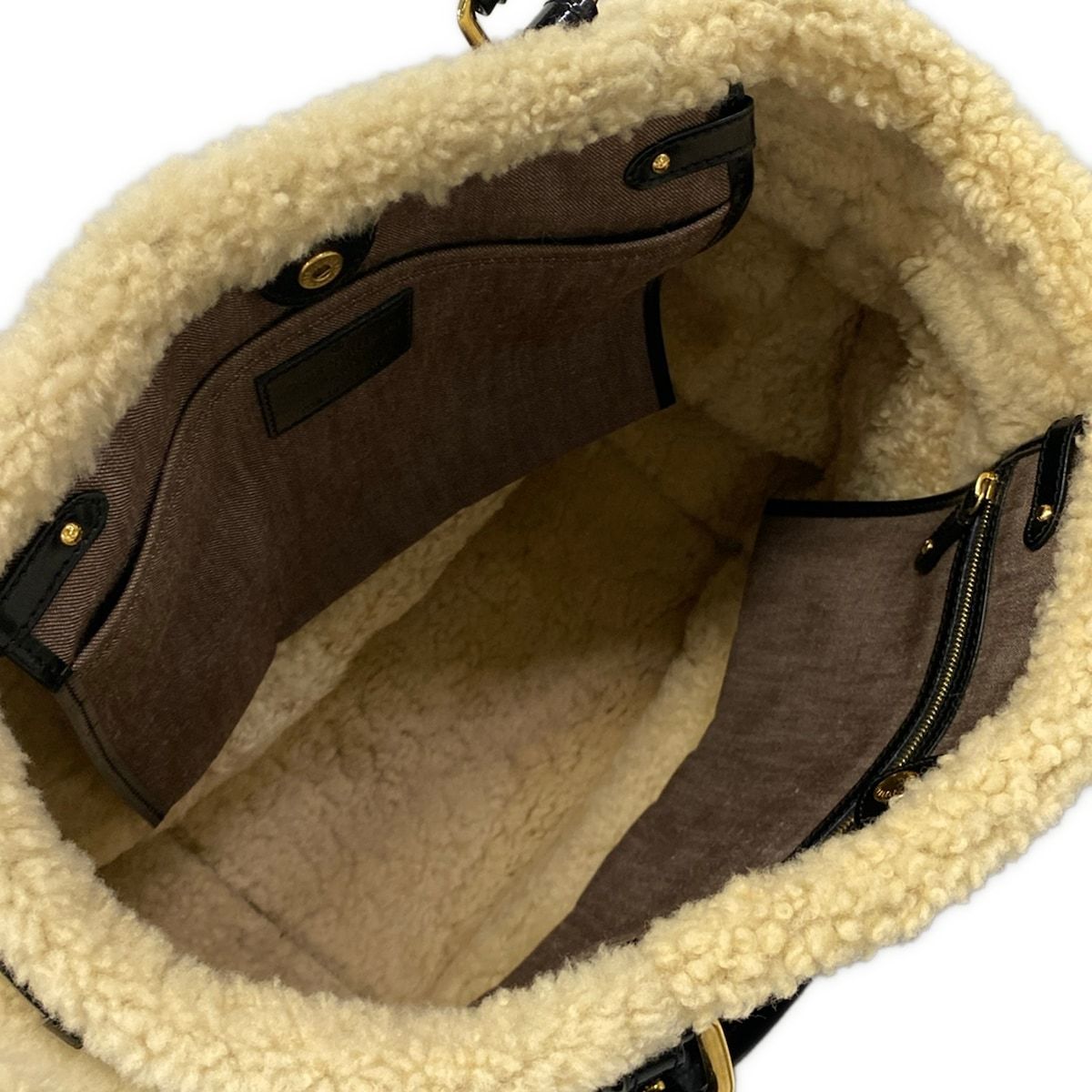 Louis Vuitton Tote Monogram Shearling Thunder Brown Leather — view 7