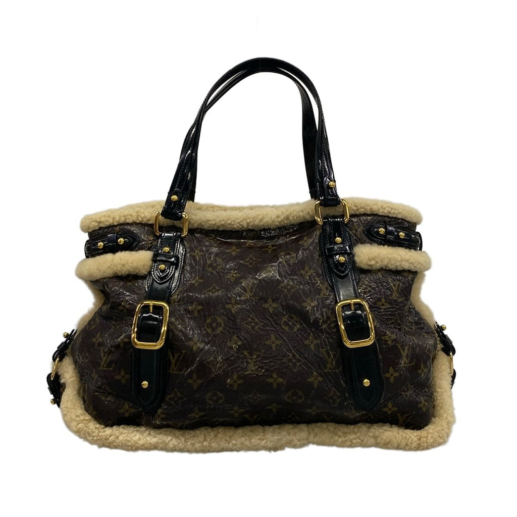 Louis Vuitton Tote Monogram Shearling Thunder Brown Leather — view 3
