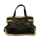 Louis Vuitton Tote Monogram Shearling Thunder Brown Leather — view 3