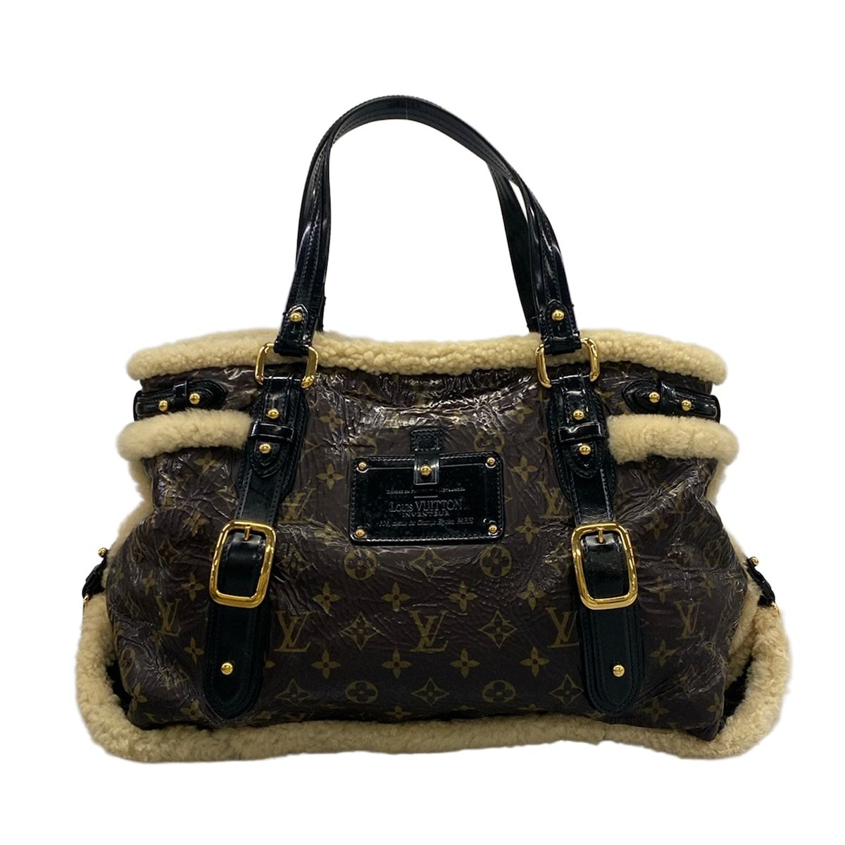 Louis Vuitton Tote Monogram Shearling Thunder Brown Leather