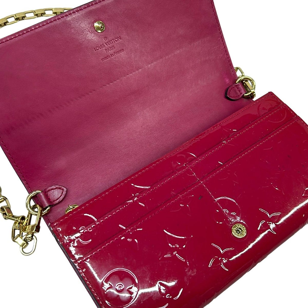 Louis Vuitton Wallet Monogram Vernis Portefeuille Sarah Chain Rose Indien — view 3