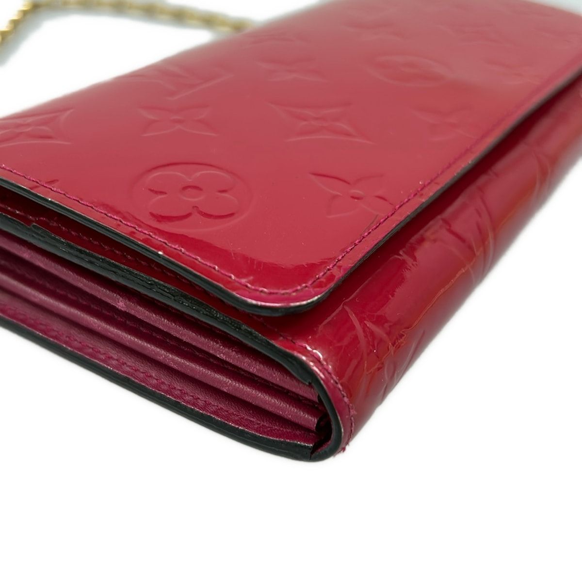 Louis Vuitton Wallet Monogram Vernis Portefeuille Sarah Chain Rose Indien — view 8