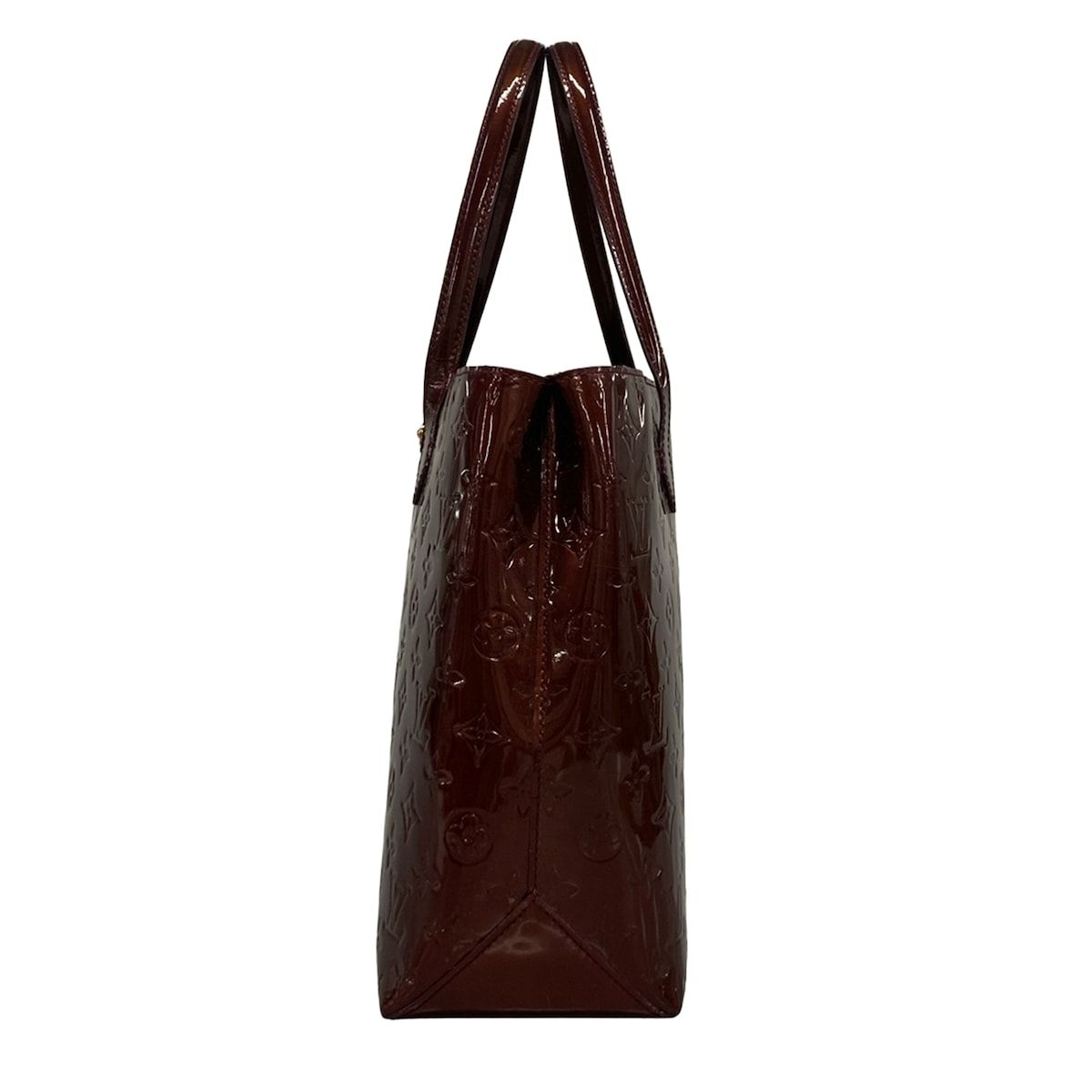 Louis Vuitton Tote Monogram Vernis Wilshire MM Rouge Fauvist Leather — view 4