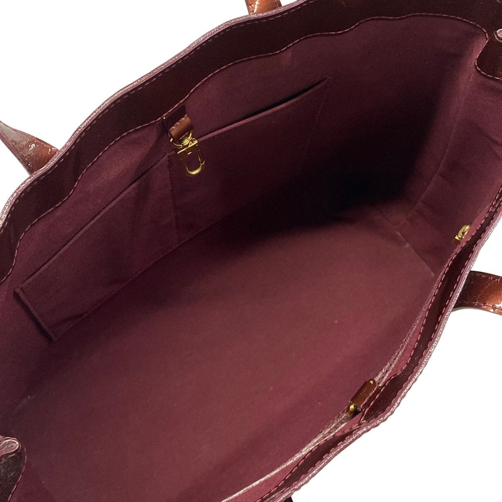 Louis Vuitton Tote Monogram Vernis Wilshire MM Rouge Fauvist Leather — view 7