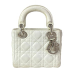 Dior Lady Mini Bag White Silver Lambskin