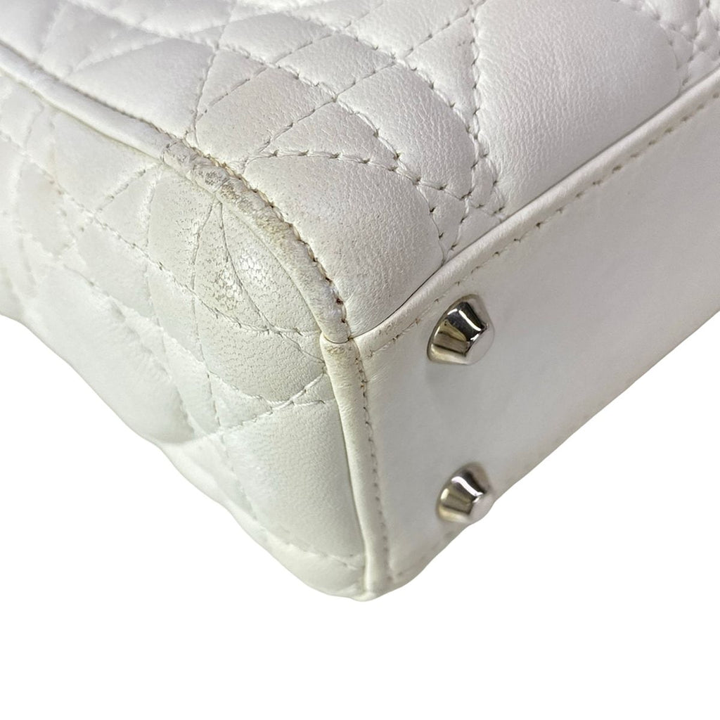 Dior Lady Mini Bag White Silver Lambskin — view 6