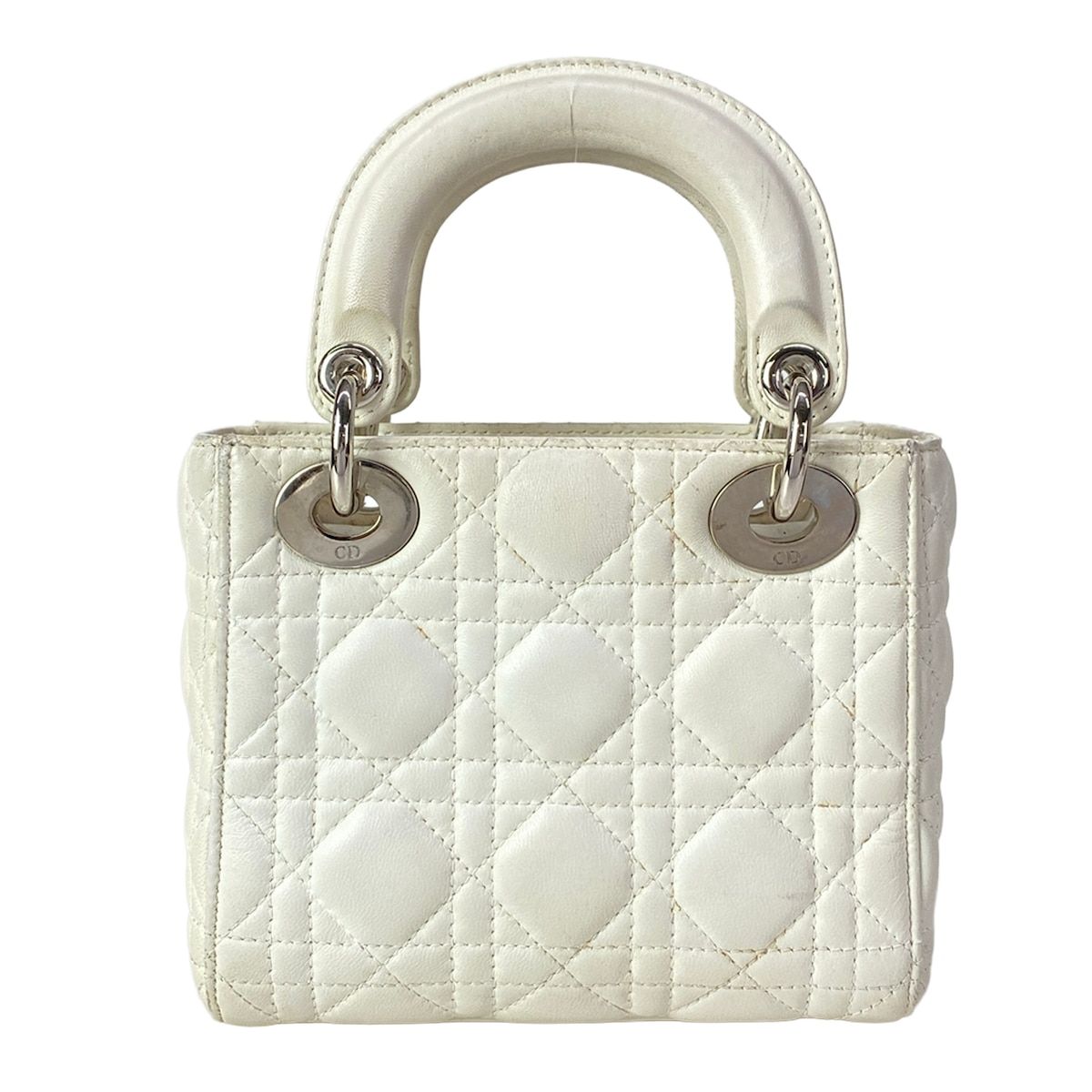 Dior Lady Mini Bag White Silver Lambskin — view 3