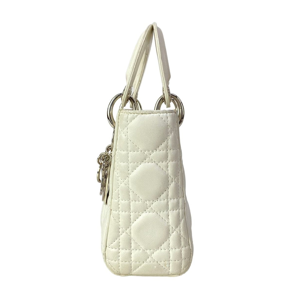 Dior Lady Mini Bag White Silver Lambskin — view 4