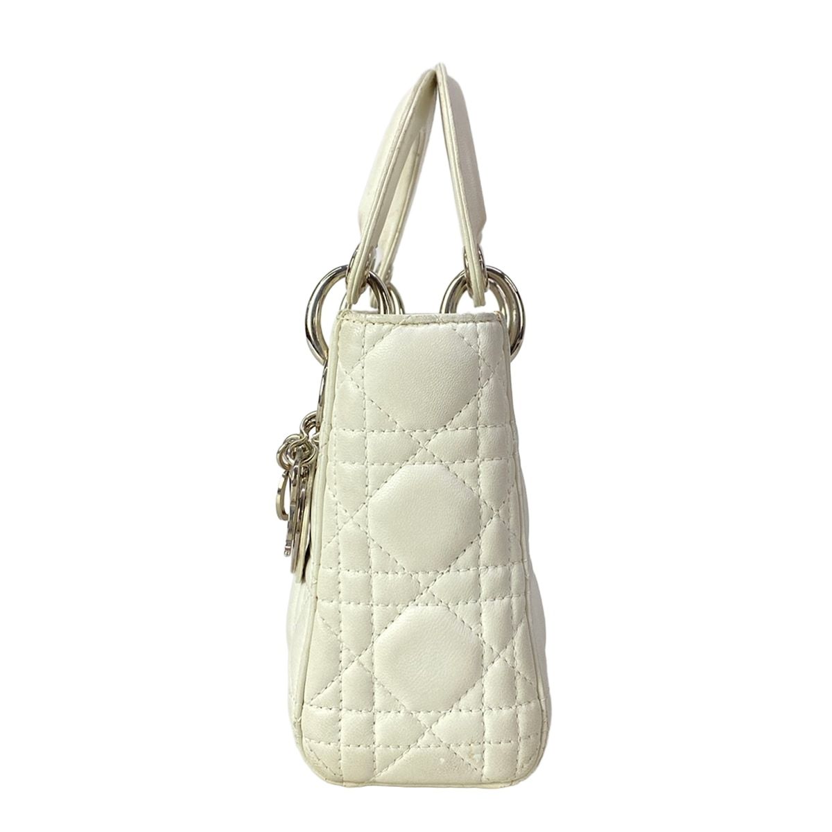 Dior Lady Mini Bag White Silver Lambskin — view 4