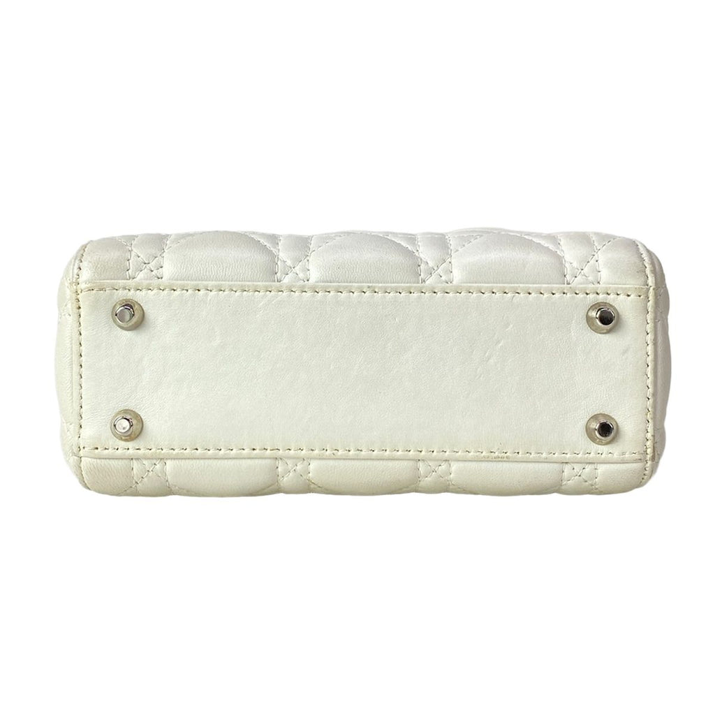 Dior Lady Mini Bag White Silver Lambskin — view 5