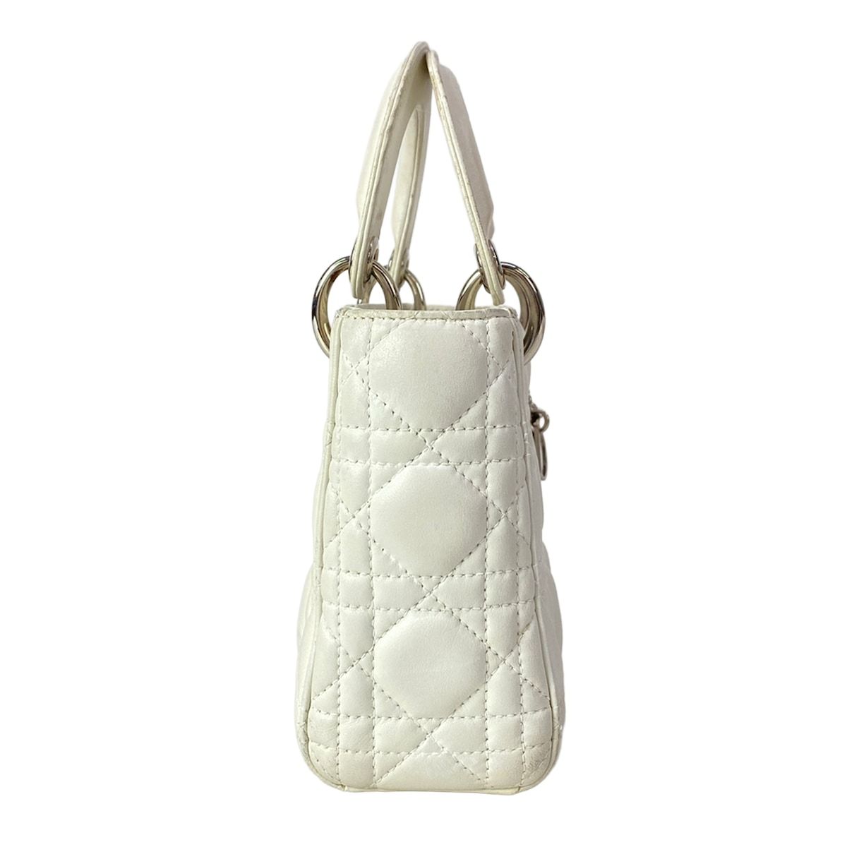 Dior Lady Mini Bag White Silver Lambskin — view 2