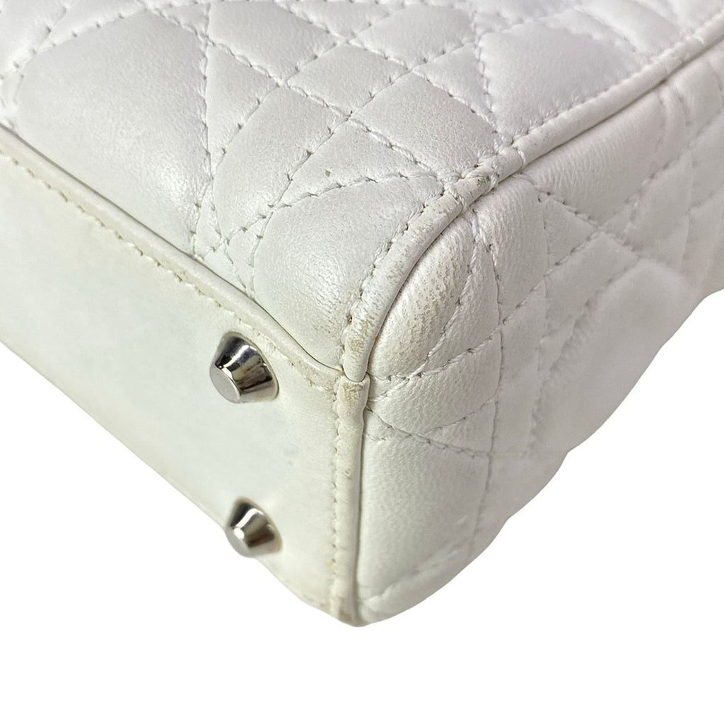 Dior Lady Mini Bag White Silver Lambskin — view 7
