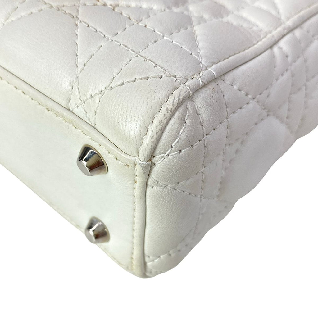 Dior Lady Mini Bag White Silver Lambskin — view 9