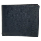 Louis Vuitton Bifold Wallet Taiga Portefeuille Amerigo Ocean Leather