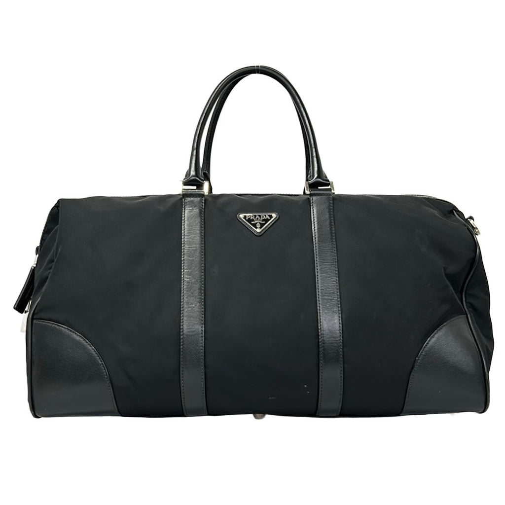Prada Boston Bag Black No Lock Leather