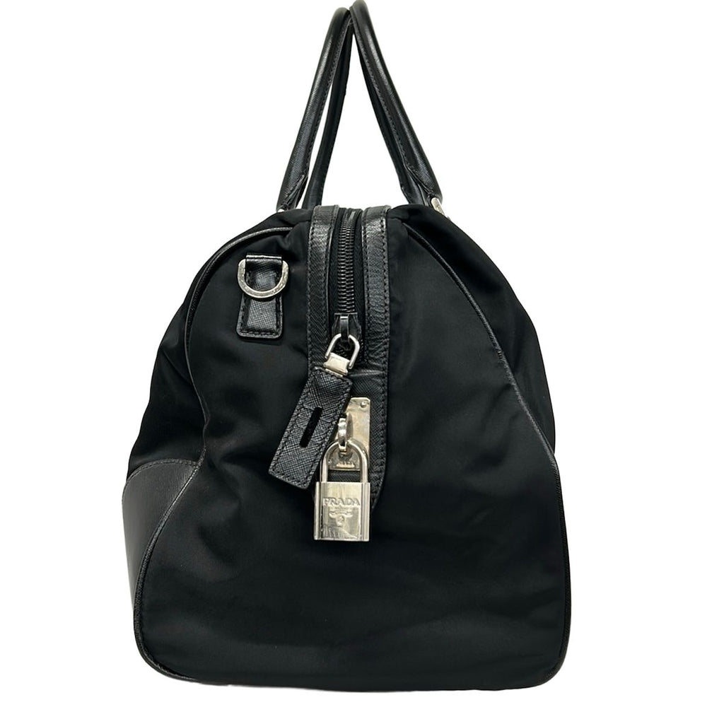 Prada Boston Bag Black No Lock Leather — view 4