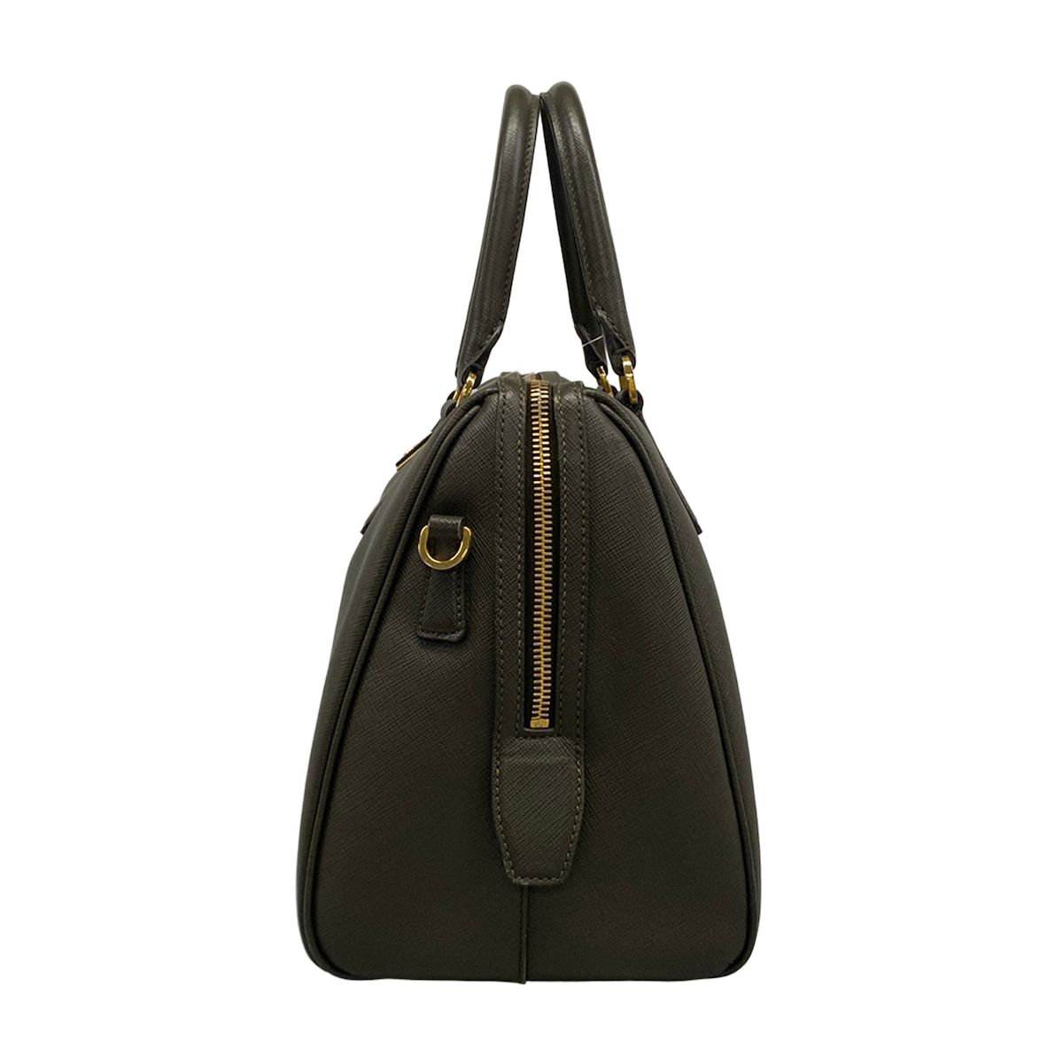 Prada Handbag Khaki Gray Leather — view 4