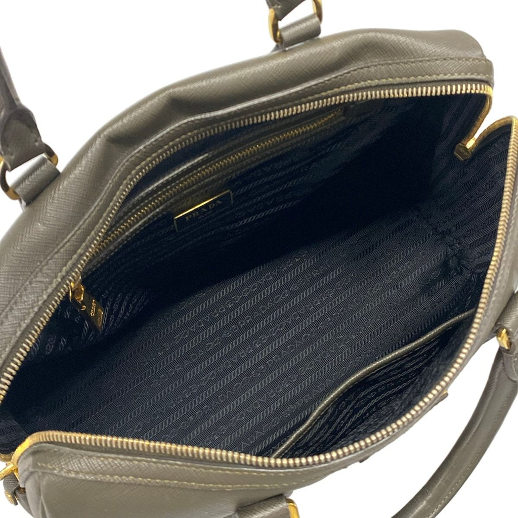 Prada Handbag Khaki Gray Leather — view 7